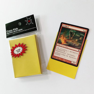 ซองใส่การ์ด Magic Gathering สีเหลือง ด้านหลังโพลีโพรพิลีน 66X91mm